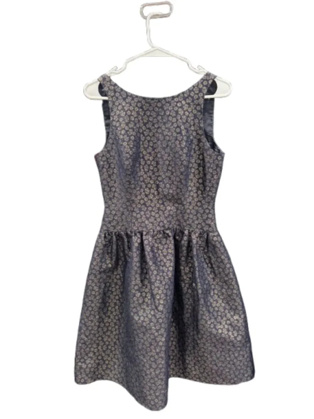 J. Crew Navy Metallic Floral Fit-and-Flare Dress